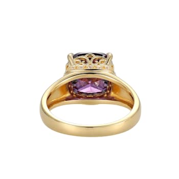 Purple And White Cubic Zirconia 18k Yellow Gold Over Silver February
Birthstone Ring 5.81ctw