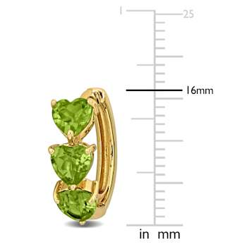 3.0ctw Peridot Triple Heart Hoop Earrings in Rose Gold Over Sterling Silver