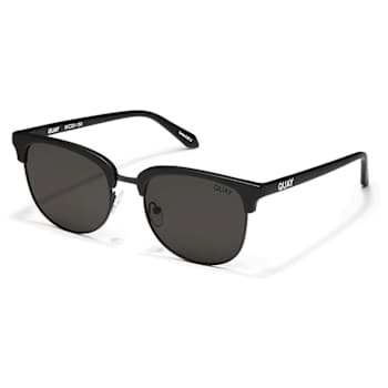 QUAY "EVASIVE" Black Oval Frame / Smoke Polarized Lenses Sunglasses