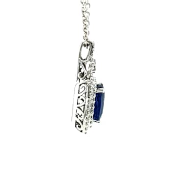 2.86 Ctw Sapphire and 0.71 Ctw White Diamond Pendant in 14K WG