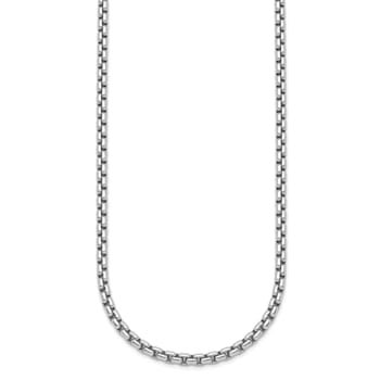 Rhodium Over Sterling Silver 4.0mm Box 24 Inch Chain