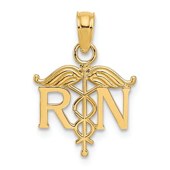14k Yellow Gold RN Registered Nurse Pendant