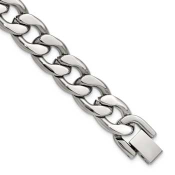Stainless Steel 11mm Polished Curb Link Bracelet