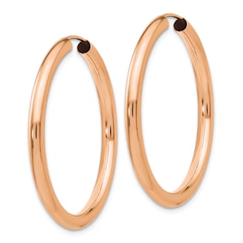 14k Rose Gold Polished 1 3/8" Endless Tube Hoop Earrings