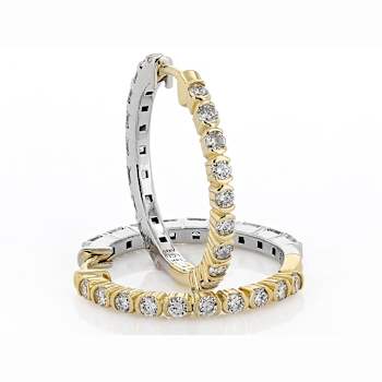 Reversible Lab-Grown Diamond Hoop Earrings 1.60ctw In 14K White And
Yellow Gold