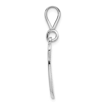 Rhodium Over 14k White Gold Solid Polished Script Filigree Textured
Letter W Initial Pendant