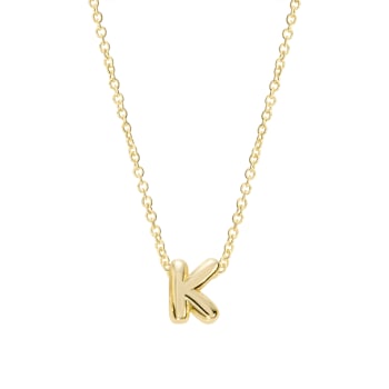 CZ Initial K Tennis Necklace And Pendant Set In 14K Gold Over Brass 4.05ctw