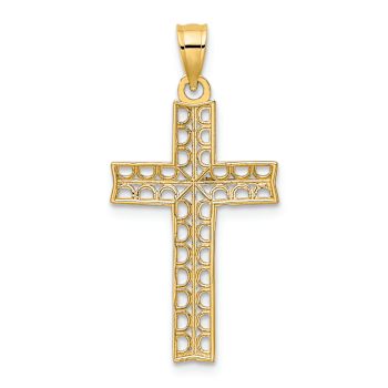 14K Two-tone Gold  Textured and Diamond-Cut Cross Charm