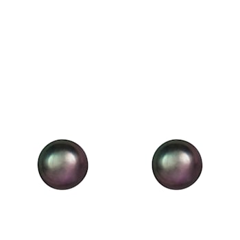 14k Yellow Gold 9-10mm Black Freshwater Pearl Stud Earrings