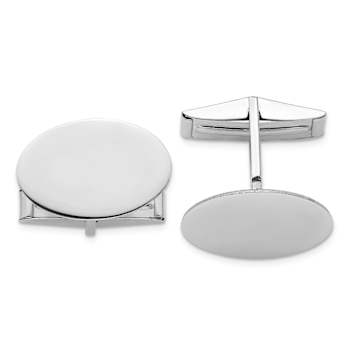 14k White Gold Men's Oval Cuff Links