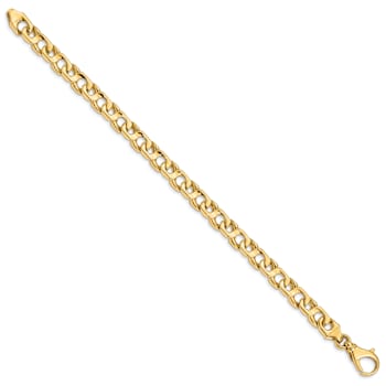 14k Yellow Gold 7.4mm Hand-Polished Fancy Link Bracelet