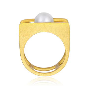Pear Shape Freshwater Pearl Stacked Double Band Ring In 14K Gold Over
Sterling Silver