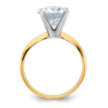 14K Yellow Gold With White Gold Accents 3 ct. D E F Pure Light Round
Moissanite Solitaire Ring