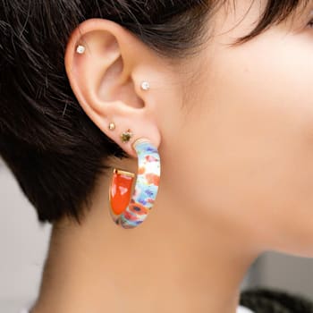 14K Yellow Gold Over Sterling Silver Illusion Hoops in Wild Thang