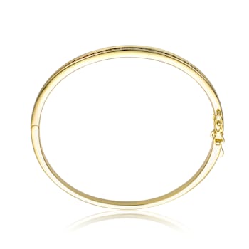 Multi-Color CZ Rectangle Bangle Bracelet In 14K Gold Over Brass