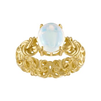 Opal 14K Yellow Gold Plated Sterling Silver Byzantine Ring 2.60ctw