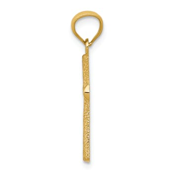 14k Yellow Gold Diamond-Cut and Textured Cross Pendant