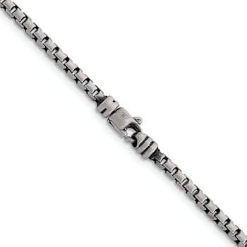 Sterling Silver Antiqued and Satin 3.2mm Box 16 Inch Chain
