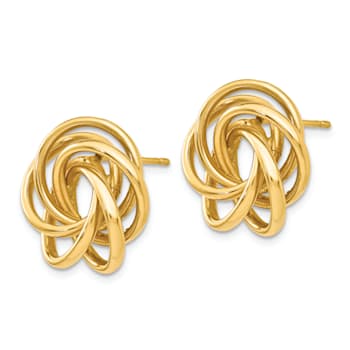 14k Yellow Gold 19mm Love Knot Stud Earrings