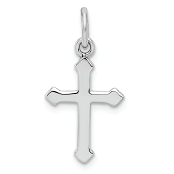 Rhodium Over Sterling Silver Polished Cross Pendant