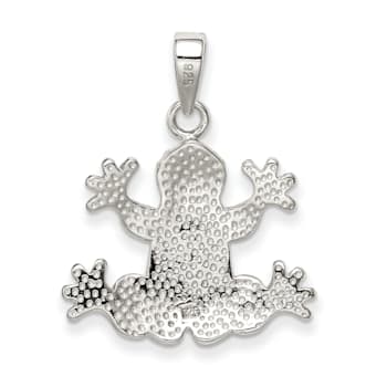 Rhodium Over Sterling Silver Blue Inlay Lab Created Opal Frog Pendant