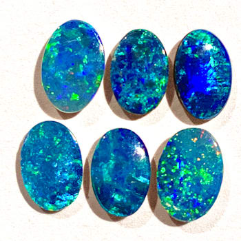 Opal on Ironstone 6x4mm Oval Doublet Set of 6 1.80ctw