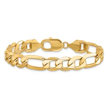 10k Yellow Gold 10mm Flat Figaro Link Bracelet