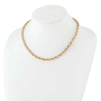 14K Yellow Gold Polished Oval Fancy Link Necklace