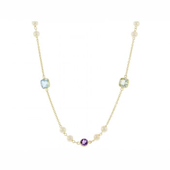Multi-Gem 14k Yellow Gold Necklace 5.40ctw