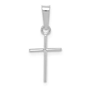 Rhodium Over 14k White Gold Polished Solid Cross Pendant