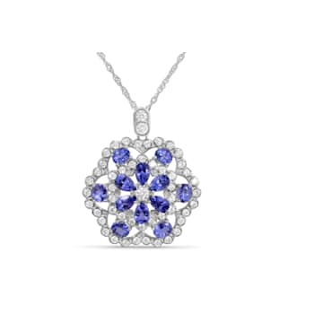 Mixed Tanzanite and Cubic Zirconia Rhodium Over Sterling Silver Pendant
with chain, 5.17ctw