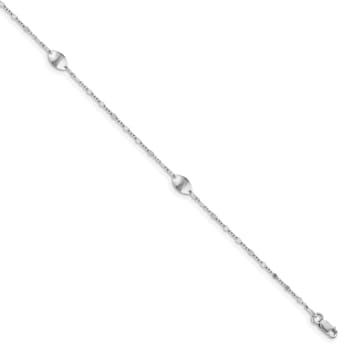 14K White Gold Polished with 1-inch Extension Anklet