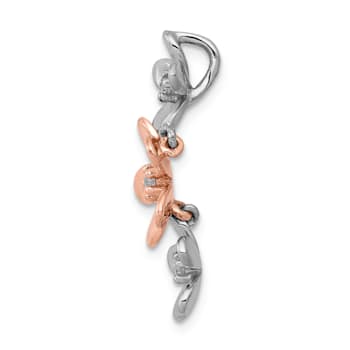 14k Rose Gold and White Gold Diamond Three Flower Chain Slide