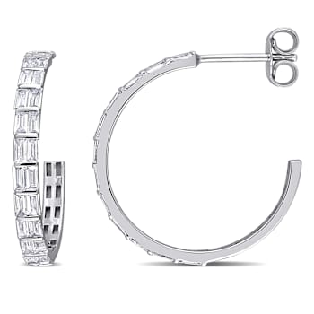 1.88ctw Diamond Open Hoop Earrings 14K White Gold