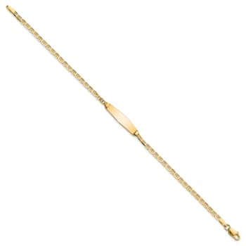 14k Yellow Gold Soft Diamond Shape Mariner Link ID Bracelet