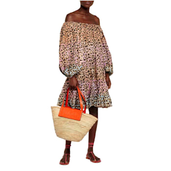Christian Louboutin Loubishore Orange Woven Raffia Large Tote Bag