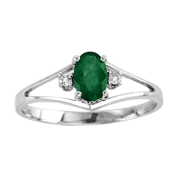 0.43ctw Emerald and Diamond Ring in 14k White Gold