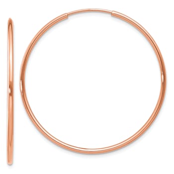 14k Rose Gold 1 3/8" Polished Endless Hoop Earrings