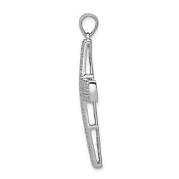 Rhodium Over 14K White Gold 1ct. Diamond Latin Cross Pendant