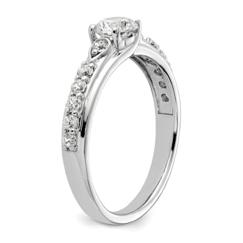 Rhodium Over 10K White Gold Lab Grown Diamond VS/SI GH, Engagement Ring 0.74ctw