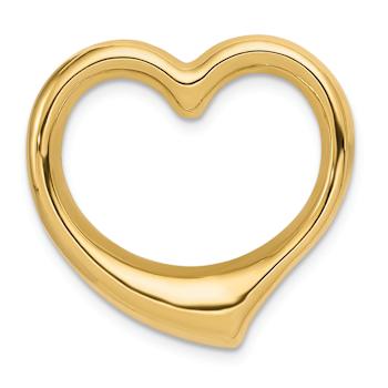14k Yellow Gold 3D Polished Heart Chain Slide Pendant