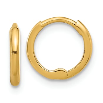 14k Yellow Gold Polished 3/8" Hinged Huggie Hoop Earrings