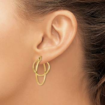 14k Yellow Gold 15/16" Fashion Circle Hoop Earrings