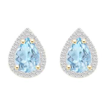 7x5mm Pear Shape Simulated Aquamarine And Created White Sapphire 10k
Yellow Gold Halo Stud Earrings