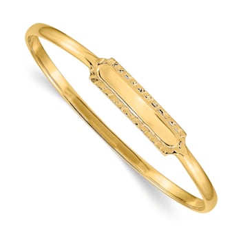 14k Yellow Gold Textured Slip-On ID Baby Bangle Bracelet