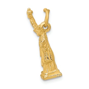 14k Yellow Gold Textured Statue Of Liberty Charm Pendant