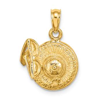 14k Yellow Gold Textured 3D Sunhat with Sunglasses Charm