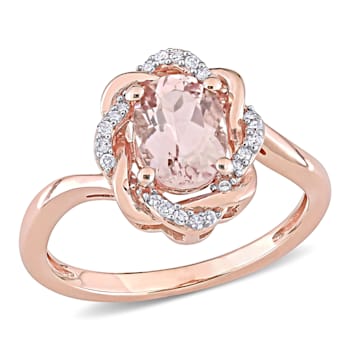 1.17ctw Morganite And 0.10ctw Diamond 10k Rose Gold Ring
