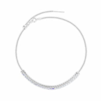 Sapphire and White Topaz Sterling Silver 3-Row Bolo Bracelet