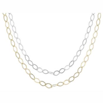 Set Of Two Marquise Link Chain Necklaces In 18K Gold Over Sterling Silver